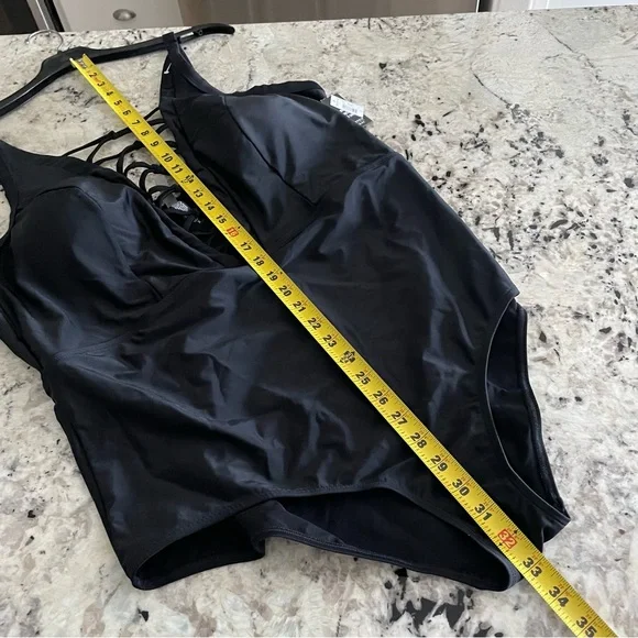 ❌SOLD Torrid Black Wireless Strappy Front One Piece Swimsuit 3X NWT 12074135 - Picture 12 of 12